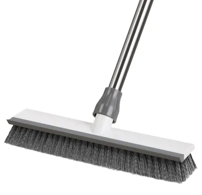 Productafbeelding van Vloerschrobborstel 2-in-1 met Wisser - Handgreep 128 cm - Roestvrij staal