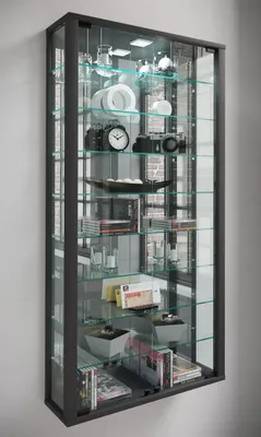 Produktbild von VCM Wandvitrine Hängevitrine Glasvitrine Vitrine Glas Vitrosa Maxi Spiegel Schwarz