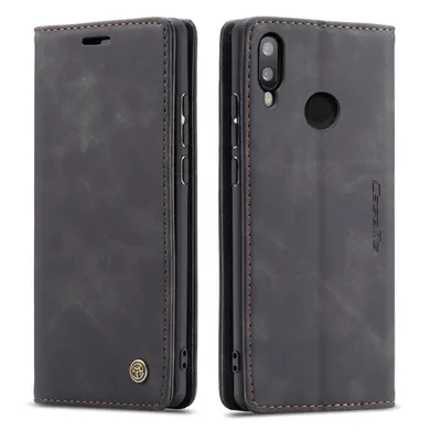 Immagine prodotto di Huawei P Smart 2019 Custodia, Retro Custodia in Finto cuoio, tasche per carte, chiusura magnetica, custodia con funzione stand per Huawei P Smart 2019 nero