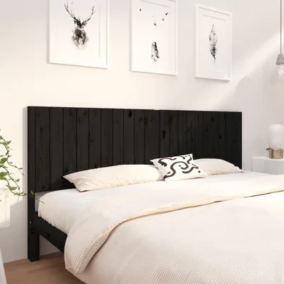 Produktbild von vidaXL Kopfteil Schwarz 205,5x4x100 cm Massivholz Kiefer - Kopfteil - Kopfteile - Bettkopfteil - Holzkopfteil