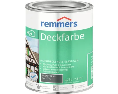 Produktbild von Remmers Deckfarbe basaltgrau (RAL 7012) 0,75 l, Holzlack