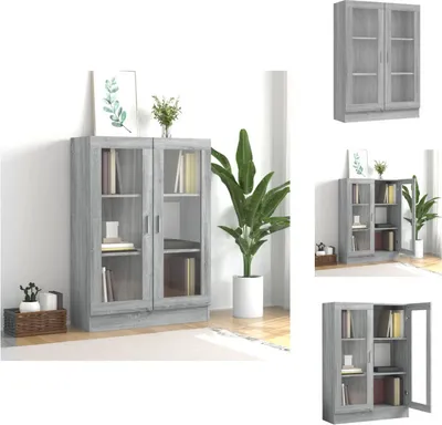 Obrázok produktu pre vidaXL Vitrína Grey Sonoma 82,5x30,5x115 cm Materiál na báze dreva - Regály a knižnice