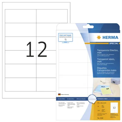 Produktbild von HERMA 4586 Abgerundetes Rechteck Dauerhaft Transparent 120Stück(e) selbstklebendes Etikett (4586)