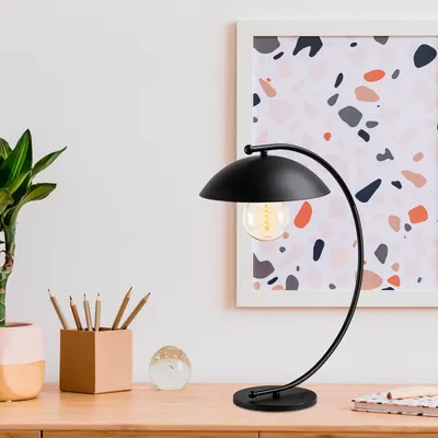 Immagine prodotto di Opviq, lampada da tavolo moderna, colore nero, corpo in metallo, attacco E27, altezza 55 cm