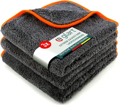Produktbild von Glart 443TPO Mikrofasertücher 3er Set, 40x40 cm, 600 GSM, Auto-Poliertücher