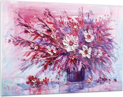Produktbild von Bilder auf glas - Einteilig - Pastos Blumen Rosa - 120x80cm - Glasbilder - Wandbilder - Bilder - zum Aufhängen bereit - Wanddekoration aus Glas - Glas Bilder - Wandbild auf Glas - GAA120x80-4530