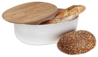 Zdjęcie produktu dla Kela 12060, Owalny, Biały, Plastik, Drewno, Bambusowy, Pokrywa na zawiasach