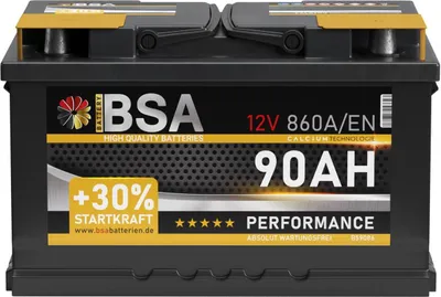 Produktbild von BSA Autobatterie 90Ah 12V 860AEN +30% Startleistung Batterie ersetzt 80Ah 85Ah 88Ah