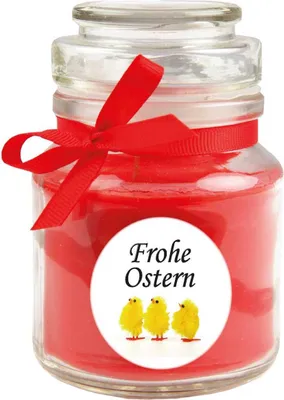 Productafbeelding van Geurkaars als paasgeschenk (rozengeur), design: kuikentje - kaars als paasdecoratie - 120g. Was met een brandduur van ongeveer 30 uur