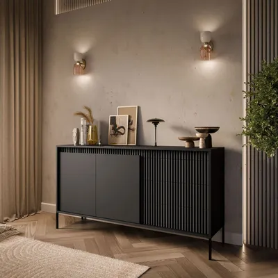 Produktbild von Zweitürige Kommode YASUMI 153 2D3S Schwarz  mit schubladen