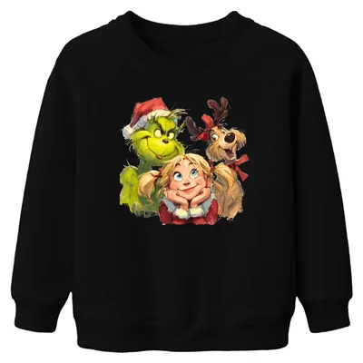 Produktbild von Grinch Cindy Lou Who Max Weihnachten lustig Geschenk Uni Kinder Sweatshirt Pullover, Schwarz, 116