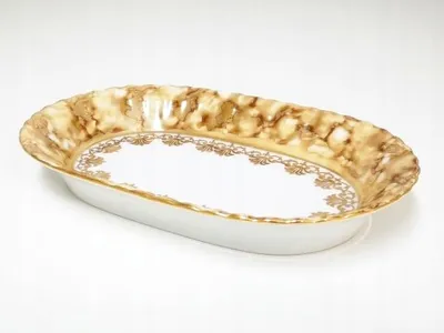 Image de Malcer Saladier ovale IWONA BROWN & GOLD Porcelaine 24 cm