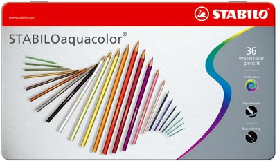 Obrázok produktu pre Akvarelové farebné ceruzky Stabiloaquacolor v kovovom puzdre s 36 ceruzkami Balenie po 2 kusy