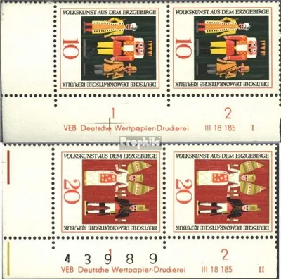 Produktbild von Briefmarken DDR 1967 Mi 1333DV-1334DV mit Druckvermerk (kompl.Ausg.) gestempelt Volkskunst aus dem Erzgebirge