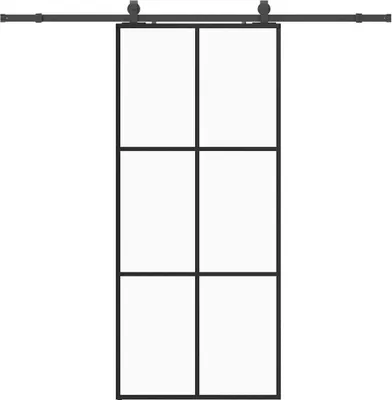 Obrázek produktu pro vidaXL Posuvné dveře s kováním černé 90x205 cm sklo ESG