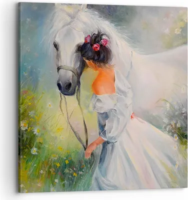 Produktbild von Bild auf Leinwand - Leinwandbild - Frau Wiese Pferd - 70x70cm - Wand Bild - Wanddeko - Wandbilder - Leinwanddruck - Bilder - Kunstdruck - Wanddekoration - Leinwand bilder - Wandkunst - AC70x70-3470