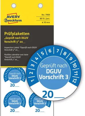 Obrázek produktu pro AVERY Zweckform 7909 80 AVERY Zweckform Prüfplaketten 7909 blau