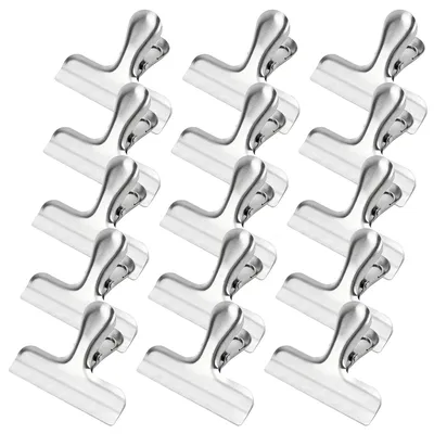 15 Edelstahl-Beutelclips 78 mm – luftdicht, schwer, silber