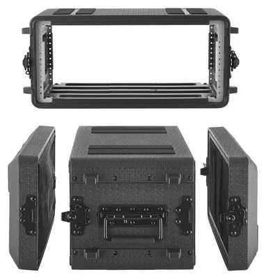 Obrázok produktu pre Kufrík VEVOR 4U do racku s hĺbkou 26 cm, vnútorná hĺbka 22 cm, letecký kufrík do racku s priehradkou na mikrofón, polyetylénová konštrukcia, zapustené uzávery, určený pre zosilňovače, procesory a ovládače