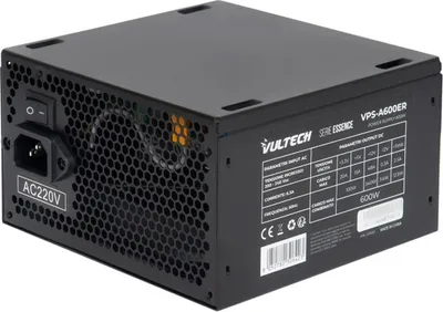 Zdjęcie produktu dla Vultech VPS-A600ER, 600 W, Nadprądowe, Zabezpieczenie przeciążeniowe, 24-pin ATX, 60 cm, 600 mm, 60 cm