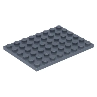 A dark gray LEGO baseplate with 6x8 studs, shown from a diagonal angle against a white background.