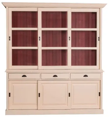 Immagine prodotto di Casa Padrino mobile da cucina in stile country antico crema/rosso 206 x 53 x h. 219 cm - mobile da cucina a 2 pezzi con 6 ante scorrevoli e 3 cassetti