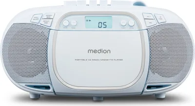 Produktbild von MEDION E66476 Stereo Sound System (Boombox, CD-Player, MP3, Kassette, tragbarer Kassettenspieler für Kinder, UKW Radio, AUX, Kopfhörer, Netz & Batterie) blau