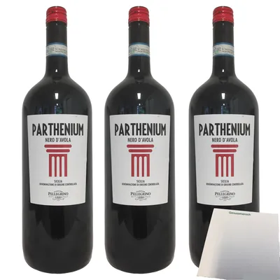 Produktbild von Cantine Pellegrino Parthenium "Nero D´Avola Sicilia 3er Pack (3x1,5L Flasche) + usy Block