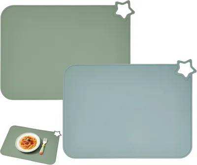 Produktbild von Silikon Platzset 40.5 x 30 cm, blau grün, fleckenabweisend, für Kleinkinder