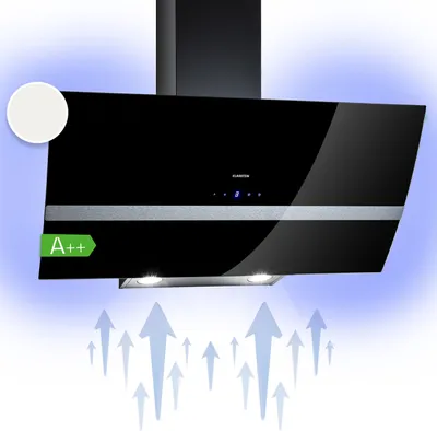 Klarstein Dunstabzugshaube Umluft/Abluft, Leise Abzugshaube, Edelstahl Wandhaube, Dunstabzugshaube mit Filter, Dunstabzugshaube 90cm, Umlufthaube mit LED-Licht, Dunstabzug Kopffrei 509 m³/h Luftstrom