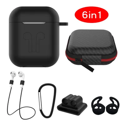 Immagine prodotto di Cyoo - Cover in silicone 6in1 con accessori neri - Apple AirPods