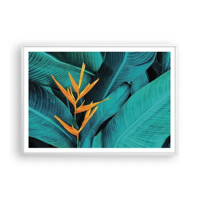 Produktbild von Gerahmtes Poster - Weißer Rahmen - Blumen Tropen Blätter - 100x70 cm - Wand Bild - Wanddeko - Wandbilder - Kunstposter - Wandposter - Bilderrahmen - Bilder - Kunstdruck - P2WAA100x70-5116
