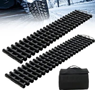 Produktbild von COSTWAY 2 kusy trakčnej pomôcky pre auto s taškou, pieskové dosky offroad, trakčná podložka, trakčná pomôcka pre obytné auto, osobné auto, nákladné auto 98x21x2,8cm