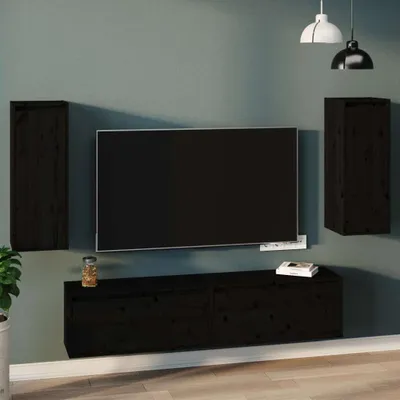 Immagine prodotto di The Living Store Armadi a muro 2 pezzi neri 30x30x80 cm in legno di pino massiccio