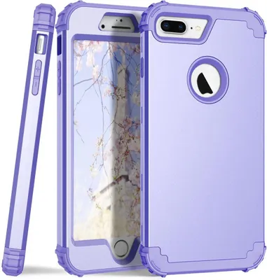 Produktbild von iPhone 8 Plus Hülle, LaimTop Heavy Duty 3 in 1 Hybrid Hart PC Flexibel TPU Silikon Stossfest Kratzfest Tasche Schutzhülle für iPhone 7 Plus / 8 Plus Helles Lila