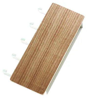 Image de Porte-clés et organiseur de courrier en bois, 5 crochets, à fixer au mur sans perçage, étagère de rangement, couleur bois