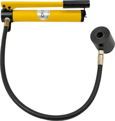 Immagine prodotto di Set idraulico per punzonatura - 8 t - Pompa manuale - Per metallo - Diverse dimensioni di punzonatura - Giallo