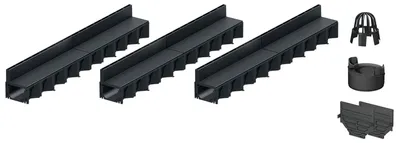Produktbild von 3x1m ACO Hexaline 2.0 Entwässerungsrinne Schlitzaufsatz Kunststoff Ablauf vertikal Bodenrinne Terrassenrinne