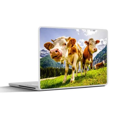 Produktbild von MuchoWow® Laptop Aufkleber Sticker Cover Kühe - Berge - Gras - Landschaft - Alpen 30x22 cm - Laptop-Sticker