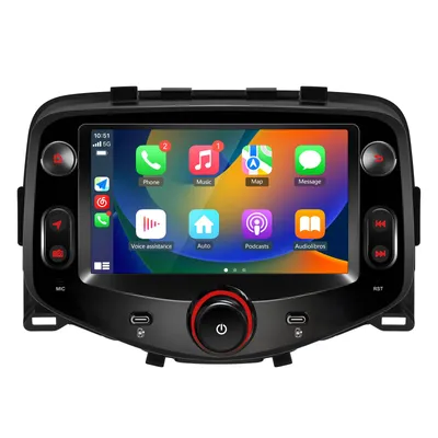 Produktbild von 2+64G Carplay Autoradio Geeignet Für Toyota Aygo Citroen C1/Peugeot 108 Android15 2015-2021 SWC WIFI RDS DAB+