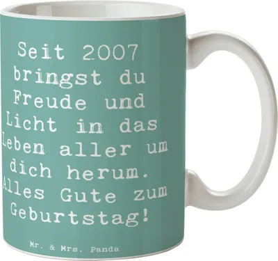 Produktbild von Mr. & Mrs. Panda Pott Spruch 2007 Geburtstag - Meeresbrise - Geschenk, Geburtstagsgeschenk, cappuccinotasse, wunderbare Erinnerungen, Geburtsjahr, Tasse, design, Becher