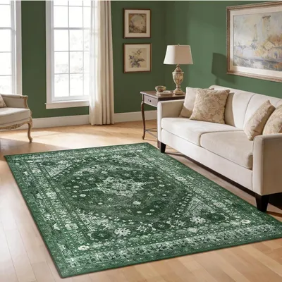 Productafbeelding van Vloerkleed - 120 x 180 cm - Vintage oosters - Machinewasbaar - Groen