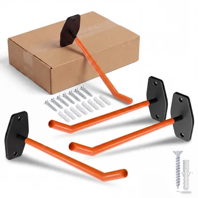 Produktbild von Wandhaken Garage 4er Set â Mehrzweck Wandhalterung aus Stahl mit Silikon Ăberzug â 26 cm GerĂ€tehalter inkl. Befestigungsmaterial â Universal Haken