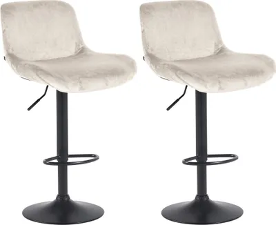 Produktbild von CLP 2er Set Barhocker Solon Schwarz höhenverstellbar und drehbar mit Rückenlehne creme Material Samt