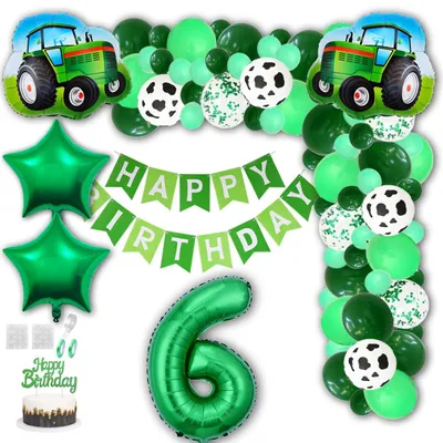Geburtstagsdeko-Set mit Folienballons - grüner Traktor 6
