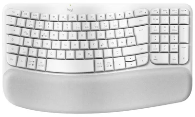 Produktbild von Logitech Wave Keys wireless ergonomic keyboard - OFFWHITE - (DE) - 2.4GHZ/BT - N/A - CENTRAL-419 - UNIVERSAL