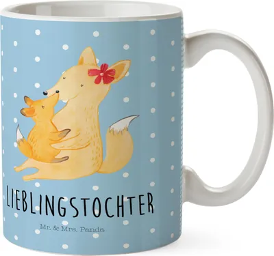 Produktbild von Mr. & Mrs. Panda Plastikbecher Fuchs Mama - Blau Pastell - Geschenk, Schoß, Muttertag, Mutter, Mehrwegbecher, Kunststoffbecher, Trinklernbecher, Haferl, Pott, Tochter