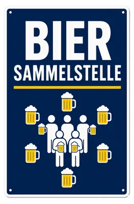 Produktbild von Blechschild 20x30cm Bier Sammelstelle Lustiges Bierschild Retro Vintage Deko AstraDesign