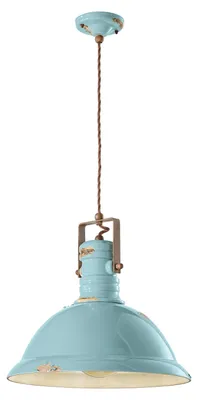 Zdjęcie produktu dla Ferroluce Industrialna lampa wisząca 40cm niebieska okrągła