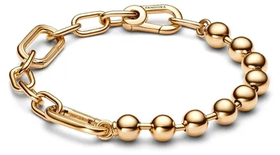 Produktbild von Metallperlen und Gliederkettenarmband von PANDORA ME, vergoldet